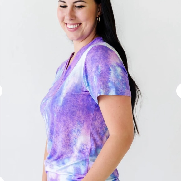 Little Sleepies Purple Watercolor Short Sleeve Pajama Top size XXL - Picture 4 of 7